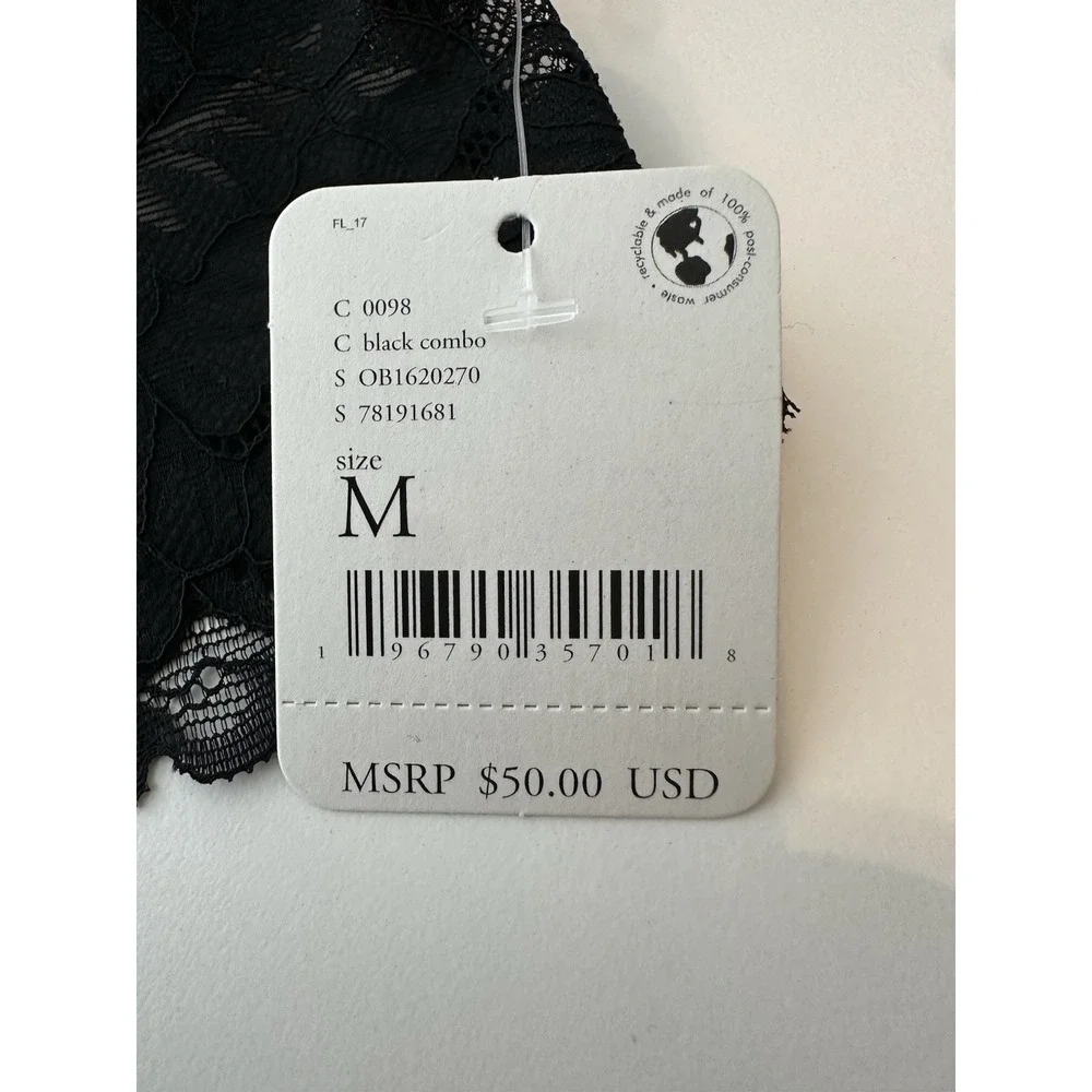 New Free People Bralette‎ Women's Medium Black Everyday Lace Longline Stretch - Picture 7 of 9